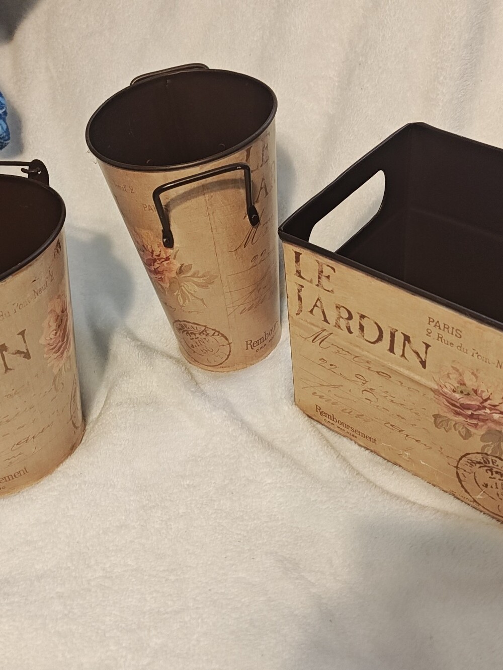 Le Jardin Decorative Floral Storage Bin - Beige Bundle.